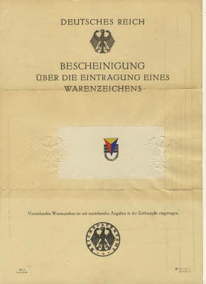 Urkunde über unser Warenzeichen, 1929